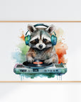 DJ Raccoon Wall Print