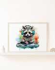 DJ Raccoon Wall Print