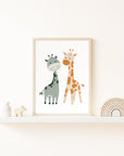 Safari Giraffe Buddies Wall Print