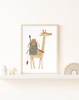 Safari Scout Giraffe Wall Print